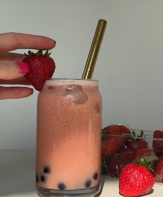 strawberry boba iced tea